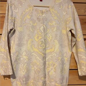 Merona Cream and Yellow Floral Damask Cardigan